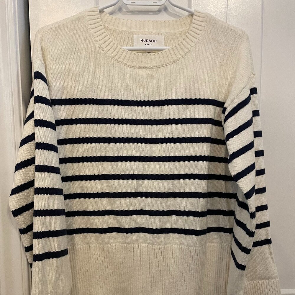 Hudson North - Breton Summer Sweater (Cream/Blue) - Size S